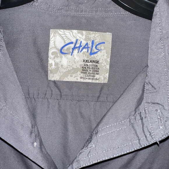 Mens Chals XXL Brown Button Up Long Sleeve Roll Tab Shirt Western Rocker Pockets - Picture 2 of 5